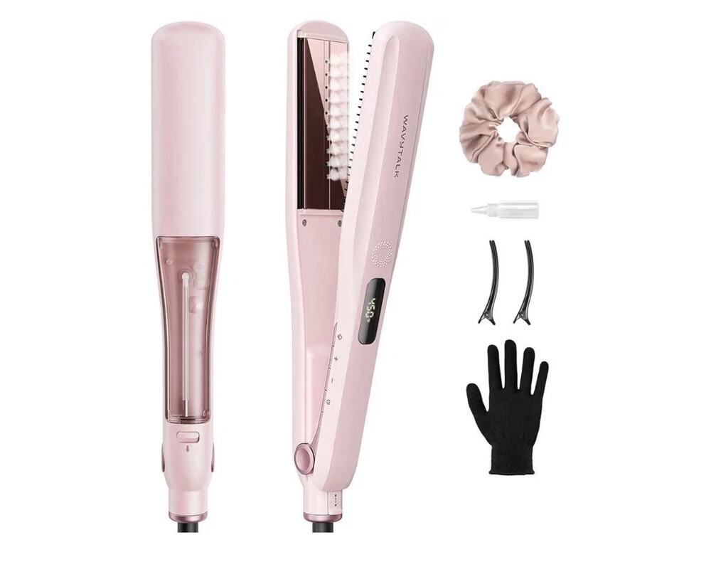 Wavy Talk Steam Sesh Hair Straightener, New in box Pink